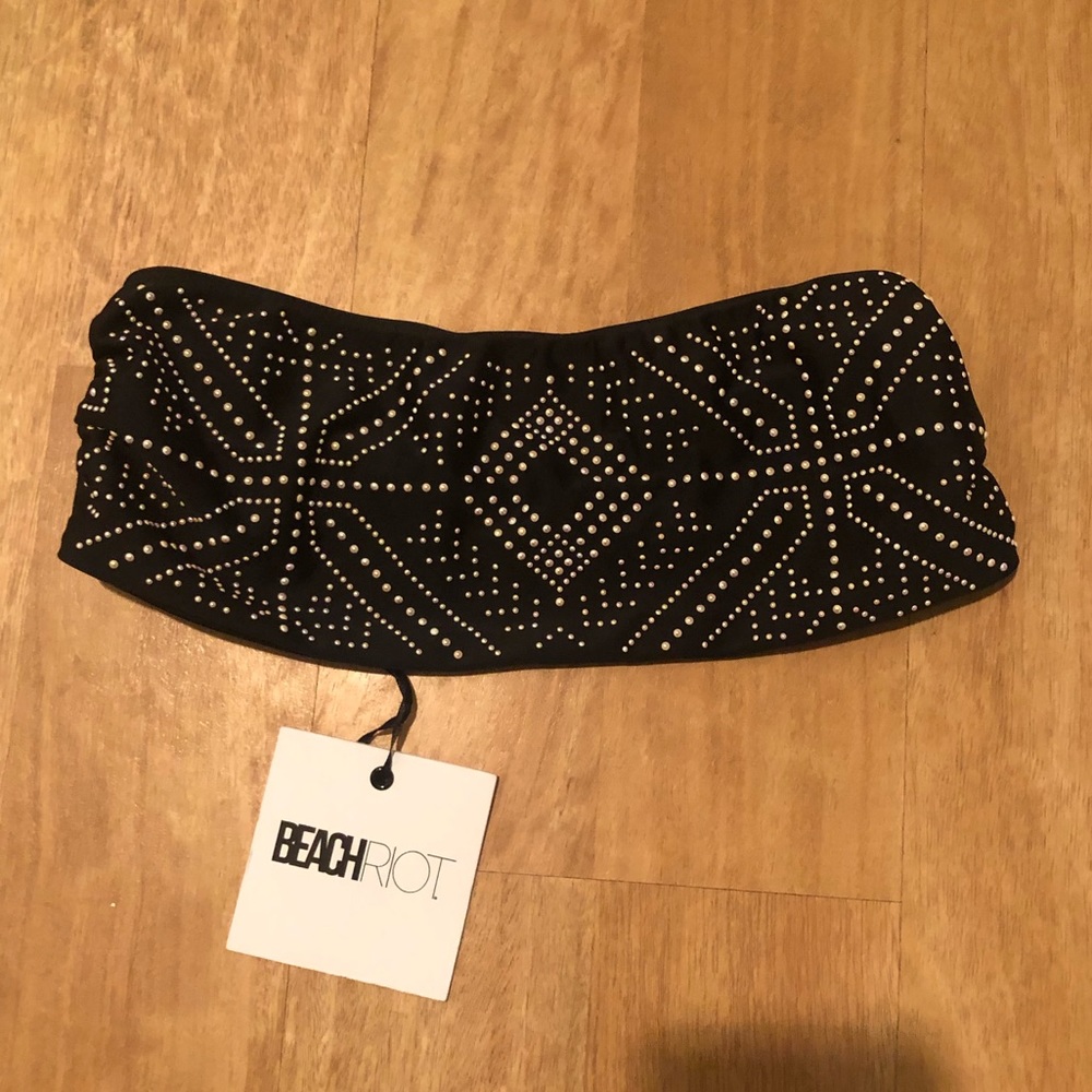 Beach Riot Black Bikini Top with Gold Stud Detailing